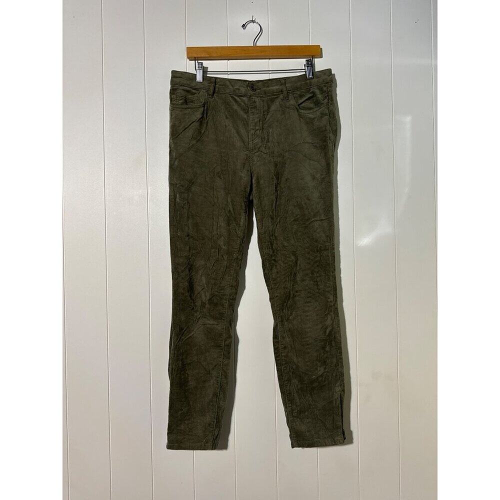 Loft Womens Olive Green Corduroy Pants With Zipper Ankle Details Size 30